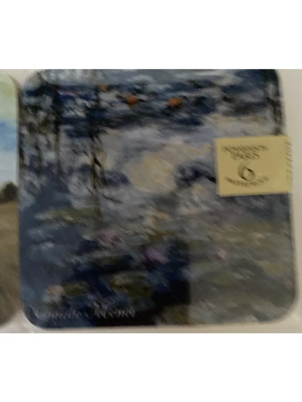 Creative Paris CLAUDE MONET Set 6 Cork Backed Waterproof Coasters NEW Sealed